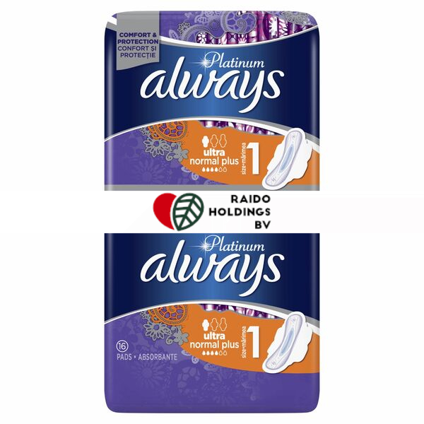 Always Sanitary Pads Platinum Normal Duo Size 1 16pcs