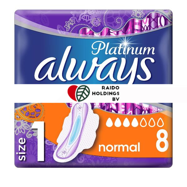 Always Sanitary Pads Platinum Normal Size 1 8pcs