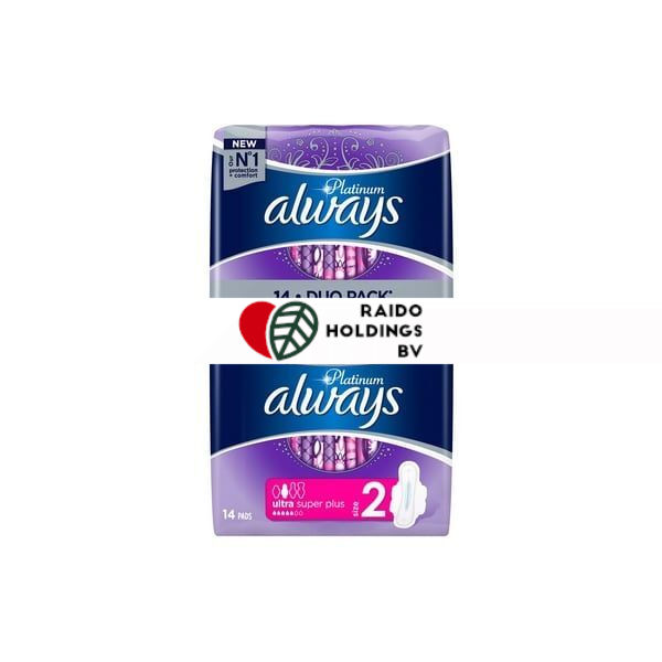 Always Sanitary Pads Platinum Super Duo Size 2  14pcs