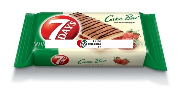 Cake Bar 7 Days Strawberry Decoration 30 g, 16 pcs/disp